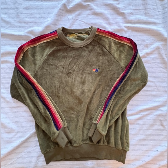 Aviator Nation Tops - Aviator Nation Classic Velvet Relaxed Sweatshirt, Olive, XS